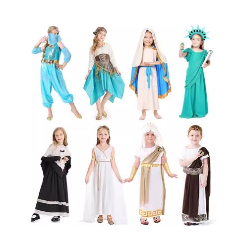 萬圣節兒童古希臘神話裝扮 兒童自由神像扮演服 小宙斯舞臺表演服