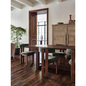 中古風實木餐椅家用北歐餐桌椅設計師款法式復古靠背化妝凳高級感