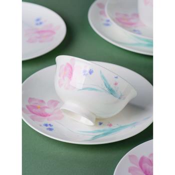 新款高顏值骨瓷餐具家用陶瓷米飯碗高級感碗盤碟子單個菜盤子魚盤