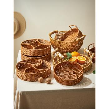 唯物生活仿藤編展示籃手工編織筐麵包籃子零食收納筐水果籃藤編筐