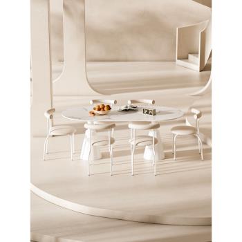 北歐現代簡約奶油風巖板餐桌椅組合家用客廳靠背椅個性網紅餐桌椅