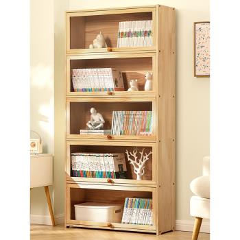 實木書架書柜子置物架落地家用兒童客廳多層簡易玩具收納柜靠墻邊