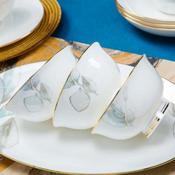 2023碗碟套裝家用輕奢骨瓷餐具景德鎮碗盤組合碗筷盤子陶瓷瓷器