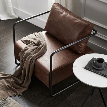 工業風復古沙發椅咖啡廳雙人休閑沙發奶茶店鐵藝極簡休閑單人沙發