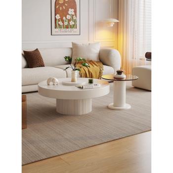 奶油風茶幾電視柜組合小戶型客廳家用桌子簡約現代沙發邊幾茶幾桌