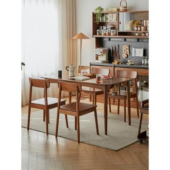 全實木餐桌家用小戶型日式長方形餐桌椅組合簡約櫸木家具餐廳飯桌