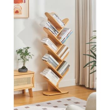 簡易樹形小書架置物架落地客廳創意書柜靠墻儲物架多層床頭閱讀架