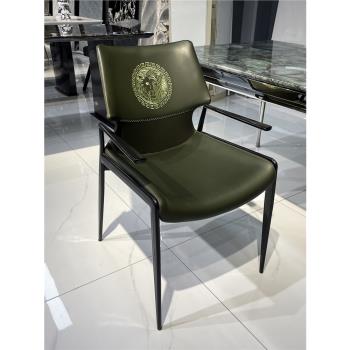 意式設計師餐椅現代簡約輕奢家用馬鞍皮凳子洽談桌酒店高端椅子