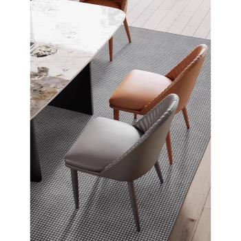 美斯家居意式餐椅現代簡約家用凳子北歐設計師高級輕奢網紅皮椅子