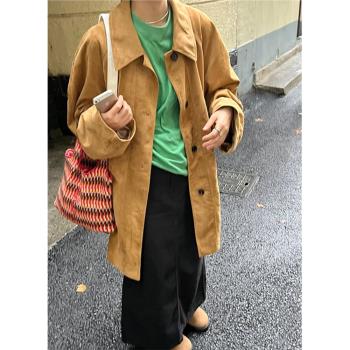vintage短款日式復古麂皮絨風衣