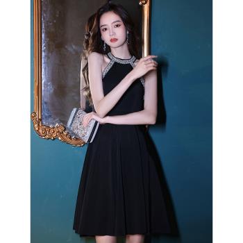 宴會名媛性感黑色短款小晚禮服