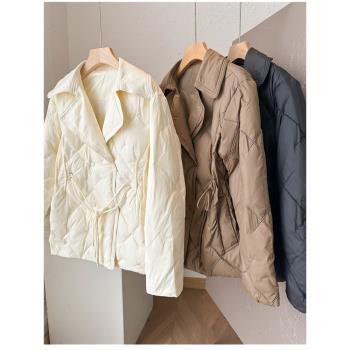 外套女通勤收腰顯瘦翻領羽絨服