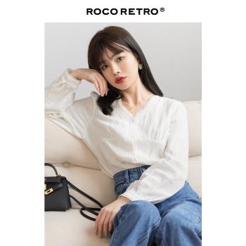 ROCO復古長袖襯衫小眾設計感蕾絲