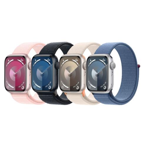 Apple Watch S9 GPS 41mm 鋁金屬錶殼/織紋運動型錶環午夜色/星光色