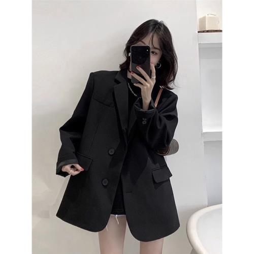高級感黑色西裝外套女2025年春秋新款韓版寬松小個子西服套裝上衣