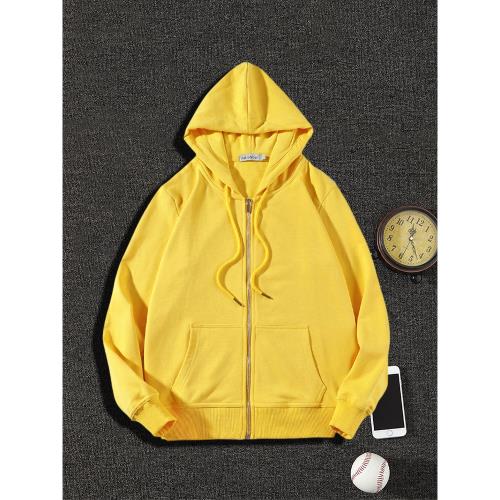 黃色衛衣女拉鏈開衫春秋薄款休閑帽衫秋冬季純棉寬松加絨加厚外套