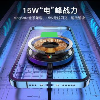 MOMAX摩米士磁吸式Magsafe透明無線充電器適用于蘋果14promax手機iPhone13快充12桌面充電板底座