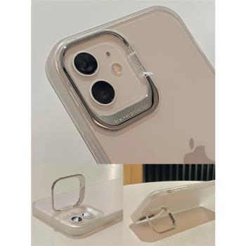 iphone12手機殼鏡頭支架透明創意13pro小眾女蘋果11promax保護套14pro新款2023年15promax硬殼