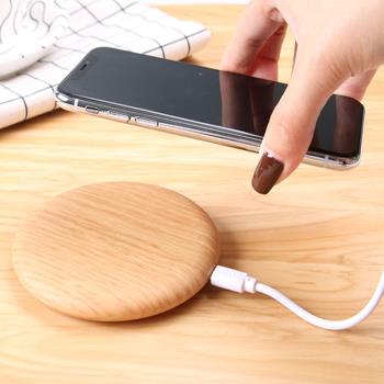 新款實木竹木創意木紋手機通用10W快充蘋果無線充電器iPhone11