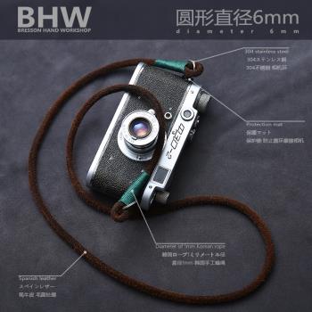 BHW圓形牦牛皮 相機肩帶攝影背帶真皮掛繩復古牛皮微單膠片