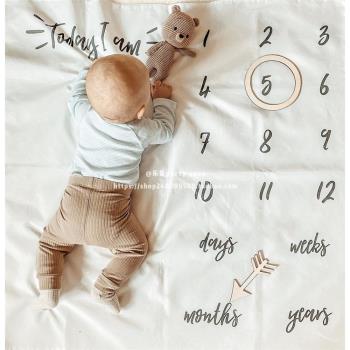 Monthly Milestone出生嬰兒12每月里程碑拍照背景布毯子攝影記錄