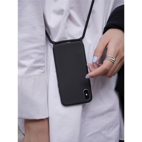 Jueves黑色斜挎手機殼iphone12硅膠蘋果13掛繩11promax全包背包式