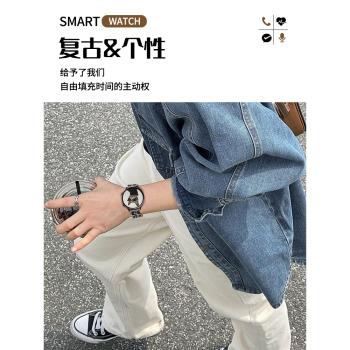 智慧手錶女款復古小香風多功能運動情侶電子表適用於vivo蘋果手機