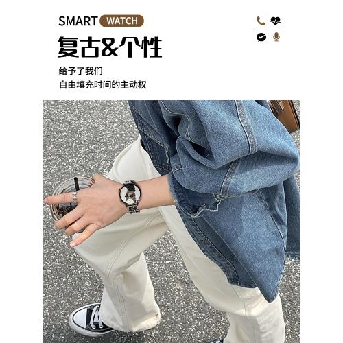 智能手表女款復古小香風多功能運動情侶電子表適用于vivo蘋果手機