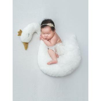 新生兒攝影服裝小天鵝主題道具影樓寶寶照衣服嬰兒月子滿月百天照