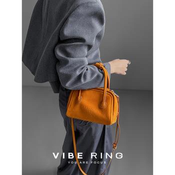 Vibe Ring小眾復古小枕頭包2023新款高級感頭層牛皮手提包單肩包