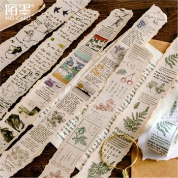 陌墨靈感畫廊系列硫酸紙膠帶鹽系小清新英文短句植物手賬裝飾素材