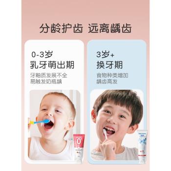 兒童牙膏嬰兒無氟0到3-6一12歲含氟可防蛀不吞嚥寶寶牙刷幼兒以上