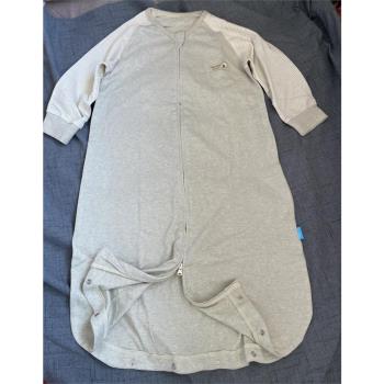 外貿原單夏季空調房寶寶帶長袖睡袋嬰兒防踢被單層純棉睡袍