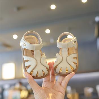 一歲寶寶涼鞋女軟底夏季新款嬰兒學步鞋包頭洋氣女小童鞋子公主鞋