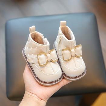 女寶寶冬季加絨小童軟底棉靴鞋子