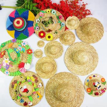 幼兒園兒童DIY手工編織迷你小草帽娃娃用裝飾手工編織材料裝飾