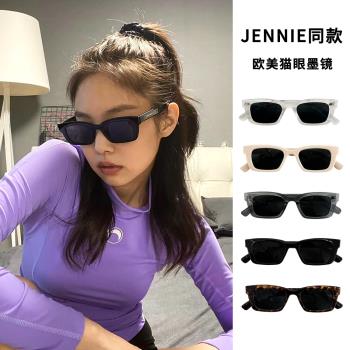 jennie同款歐美貓眼墨鏡女夏季高階感遮陽防紫外線潮酷太陽眼鏡男
