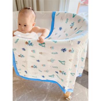 ins竹纖維紗布被四六層蓋毯超柔muslin竹棉新生嬰兒襁褓包巾抱被