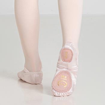 sansha 三沙兒童舞蹈練功鞋 彈力緞面芭蕾舞軟鞋兩片底貓爪鞋表演