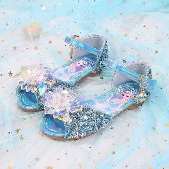 女童愛莎夏季冰雪奇緣水鉆公主鞋