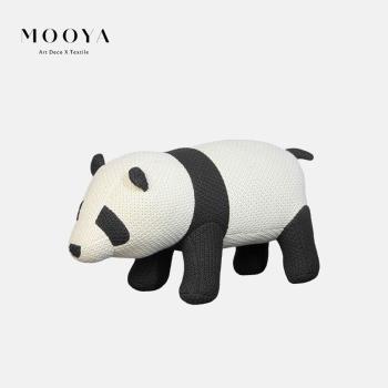 MOOYA【動物園】可愛迷你針織玩偶兒童抱枕/熊貓花花靠枕沙發靠包