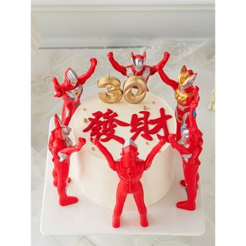 網紅兒童生日蛋糕裝飾英雄超人擺件烘焙派對甜品臺怪獸插件裝扮