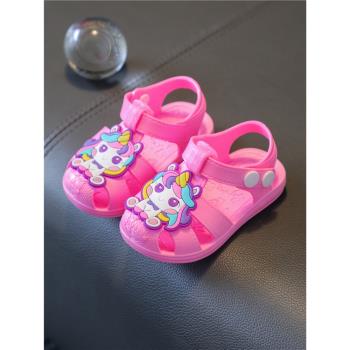 兒童包頭防踢學步鞋夏嬰兒軟底0-3歲男女童寶寶塑膠防尿防滑涼鞋