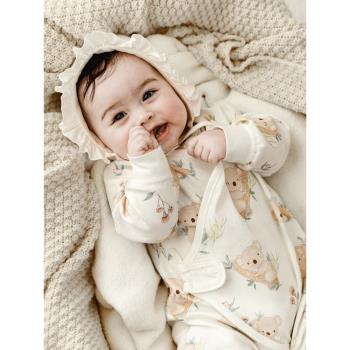 妙貝親新生兒連體衣春秋純棉可愛長袖嬰幼兒和尚服剛出生寶寶衣服