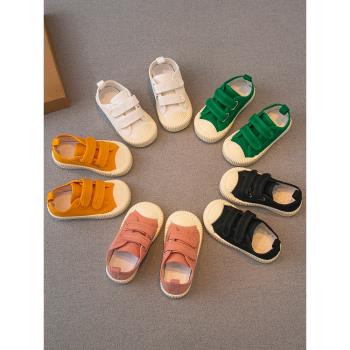 兒童帆布鞋2022春秋新款男童鞋子女童板鞋幼兒園室內鞋寶寶小白鞋