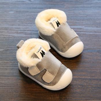 加絨加厚1-2歲女童短靴子棉鞋