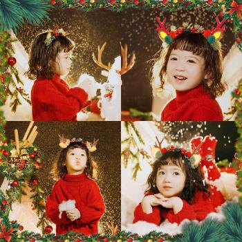 圣誕節頭飾兒童小鹿發夾衣服裝飾品禮品女孩cos女童圣誕麋鹿發卡