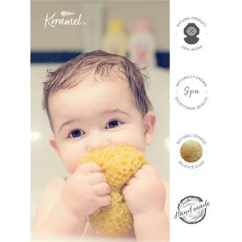 KRRAMEL希臘天然海綿嬰兒寶寶洗澡海綿兒童沐浴海綿洗臉撲沐浴球