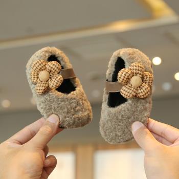 冬季加絨一歲嬰兒女童軟底鞋子