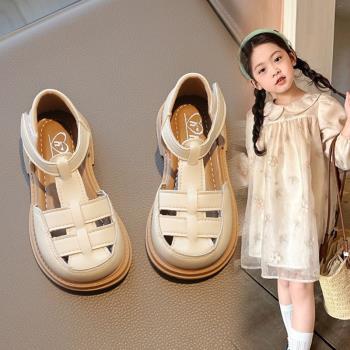 女童兒童公主包頭涼鞋夏款2023網紅新款夏季寶寶女孩軟底羅馬單鞋